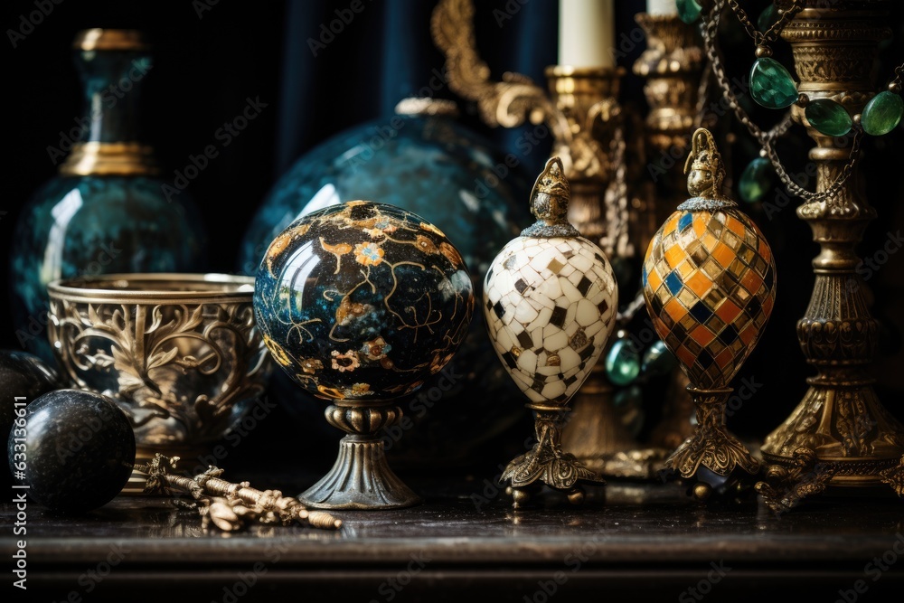 Detail photograph of decorative objects for the home, known as objets dart.