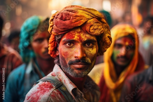 Indian man at the Festival of Colors in India