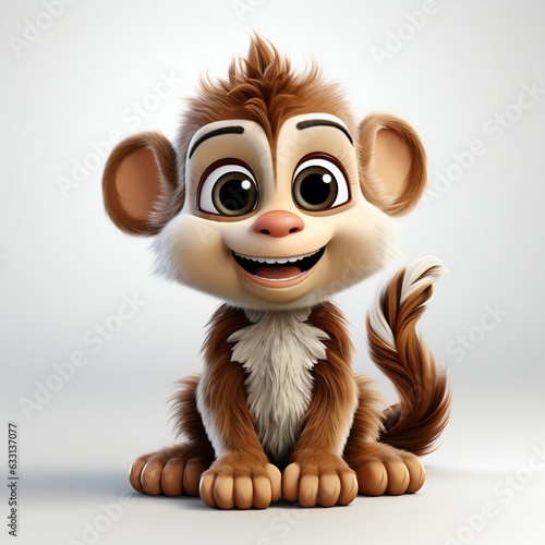Cartoon funny Madagascar monkey on a white background. Generative AI