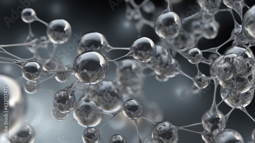 Stacked water droplets showcasing the fascinating world of molecular interactions - Science Particle Wallpaper created with Generative AI technology photo
