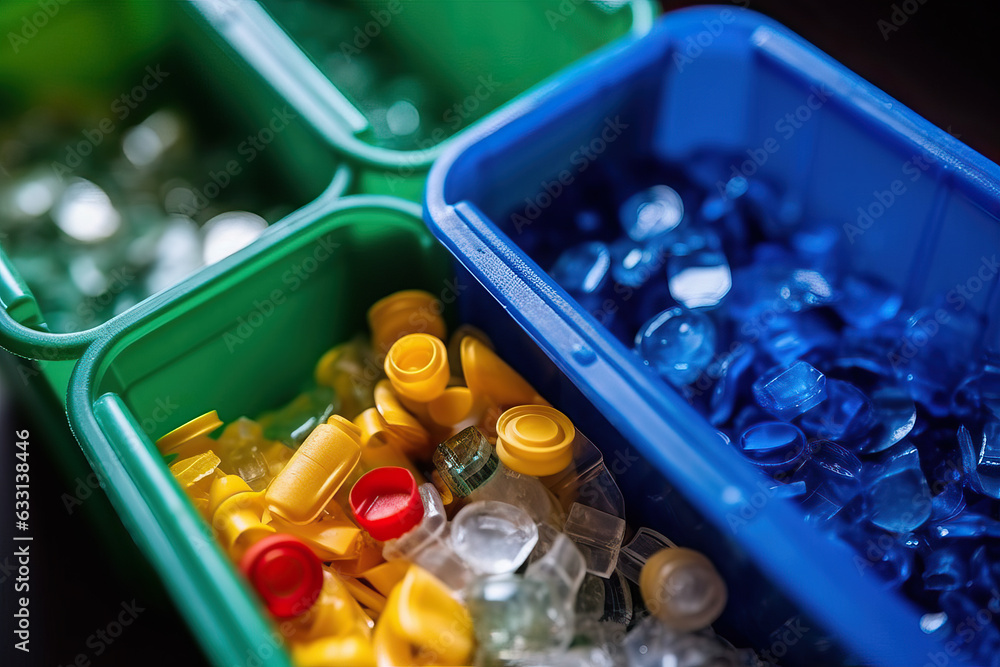 Screws in plastic containers, promoting recycling and sustainability