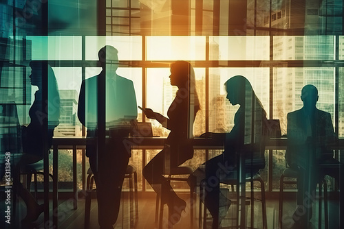 A business meeting taking place at a table near a window