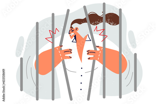 Hostage woman breaks bars in order to get free and avoid imprisonment associated with breaking law