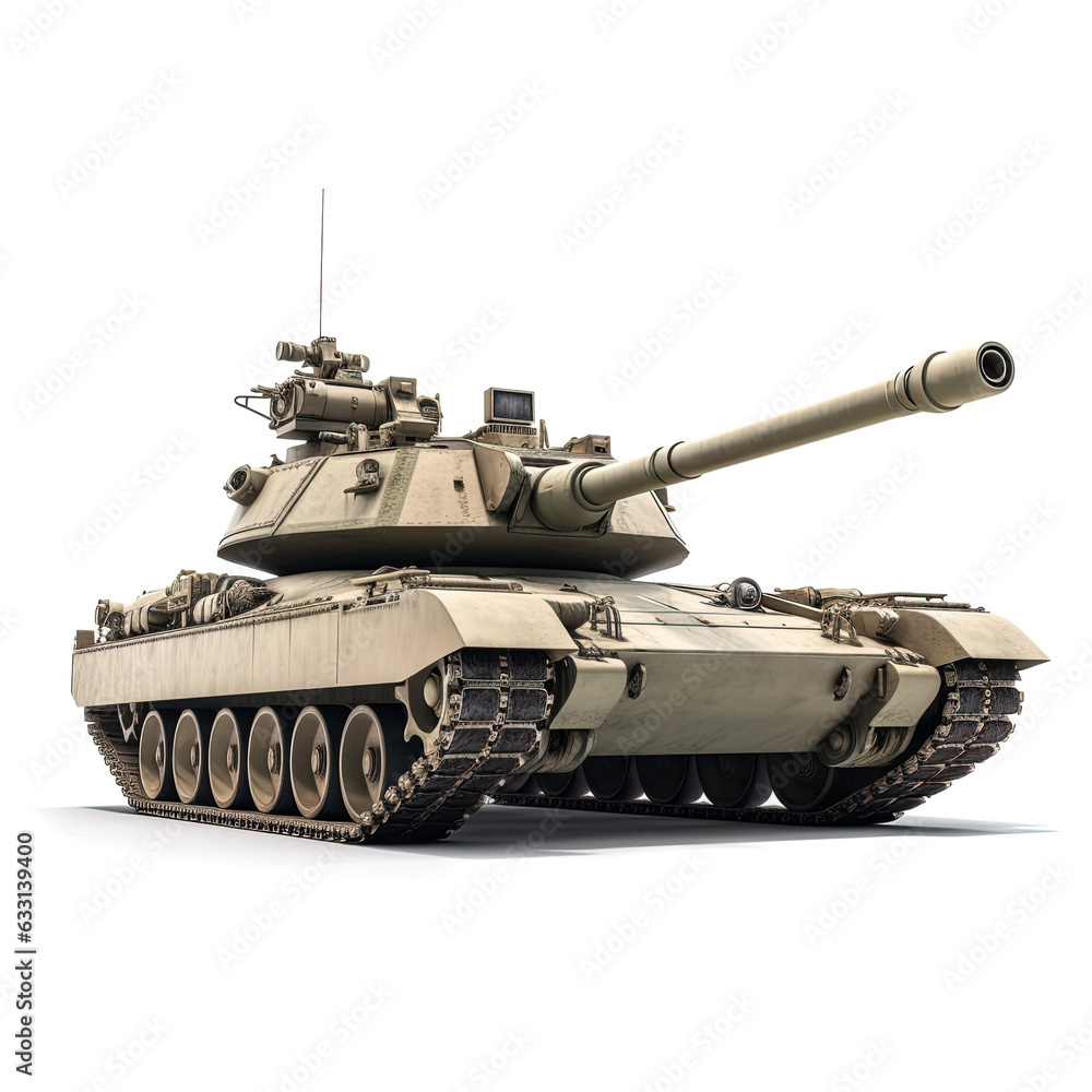 main battle tank on white background