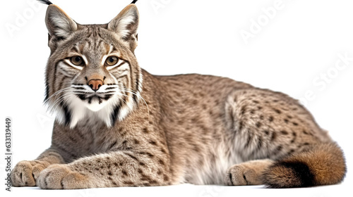 Closeup of bobcat on white background. photo