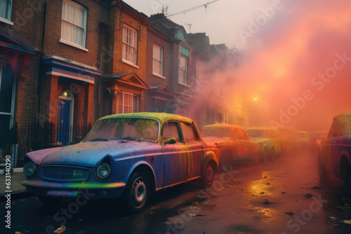 Whimsical Cityscapes: Vibrant Hues and Mist © AIproduction