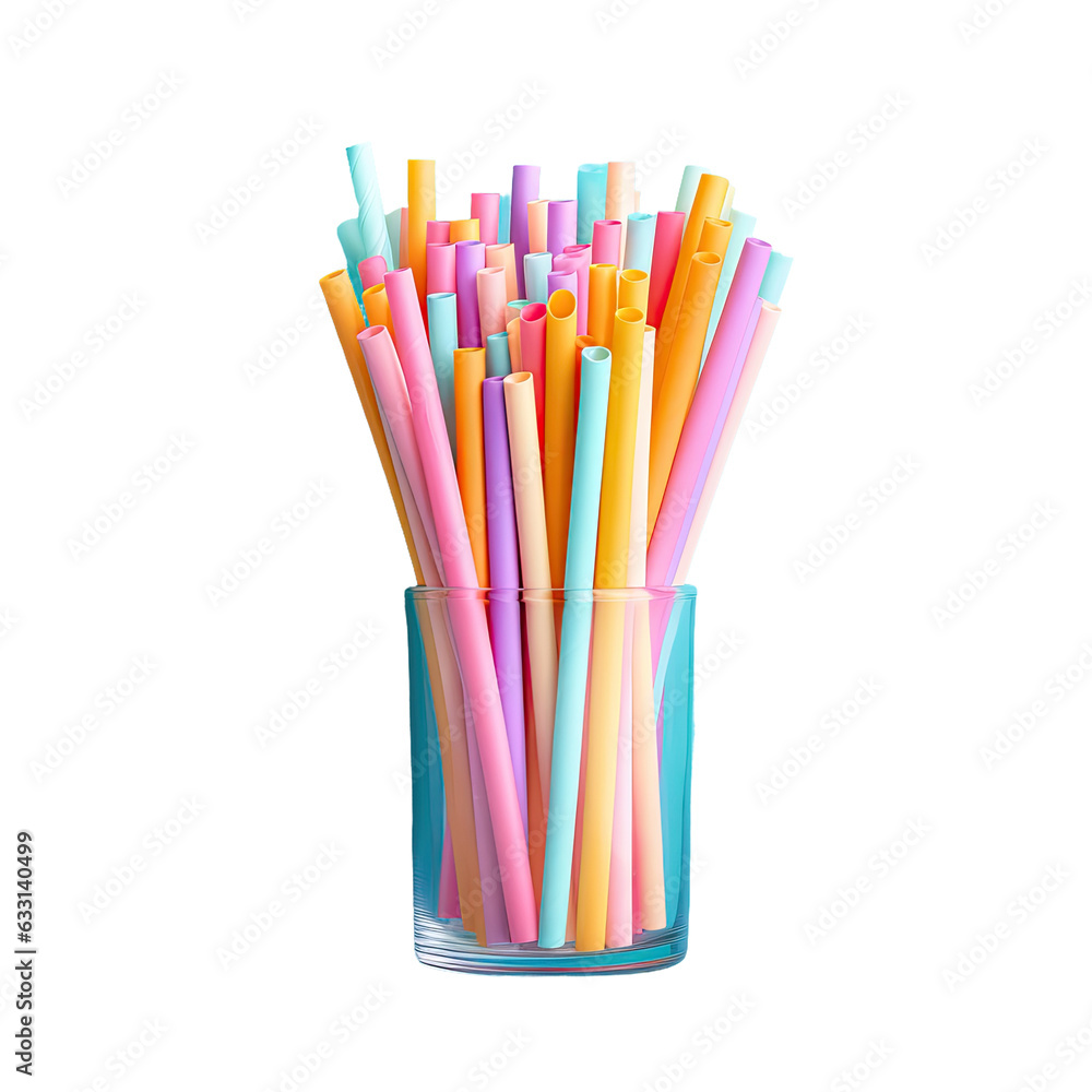 Assorted vibrant straws against transparent background Assorted vibrant straws against transparent background