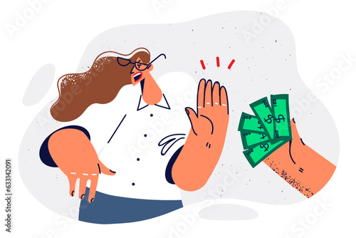 Woman refuses money and wants to avoid corruption schemes and bribes for developing own business