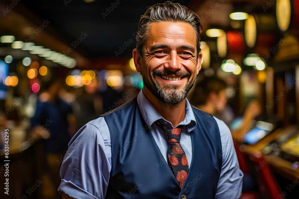 Fototapeta premium building employee smiling looking at camera, portrait, earthworks, jobs,