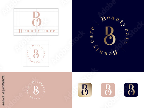 Beauty Care Logo and identity. B and C monogram and elegant round icon. Emblem for care products and health cosmetics. Identity, corporate style.
