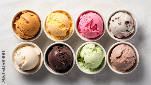 An Assortment of Different Flavours of Ice Creams | Top View