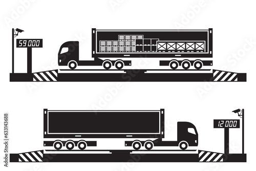 Truck at weighbridge scale – vector illustration