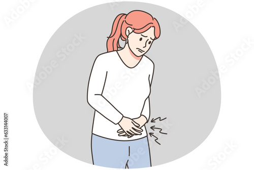 Unhealthy woman suffer from periods pain during pms