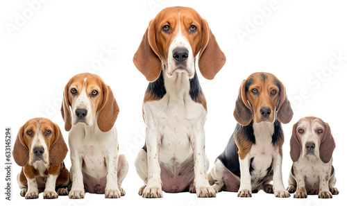 Foxhound dogs looking at the camera isolated on transparent background