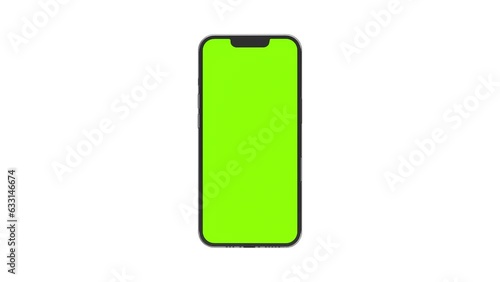 smartphone animation with green screen isolated on white background phone mockup