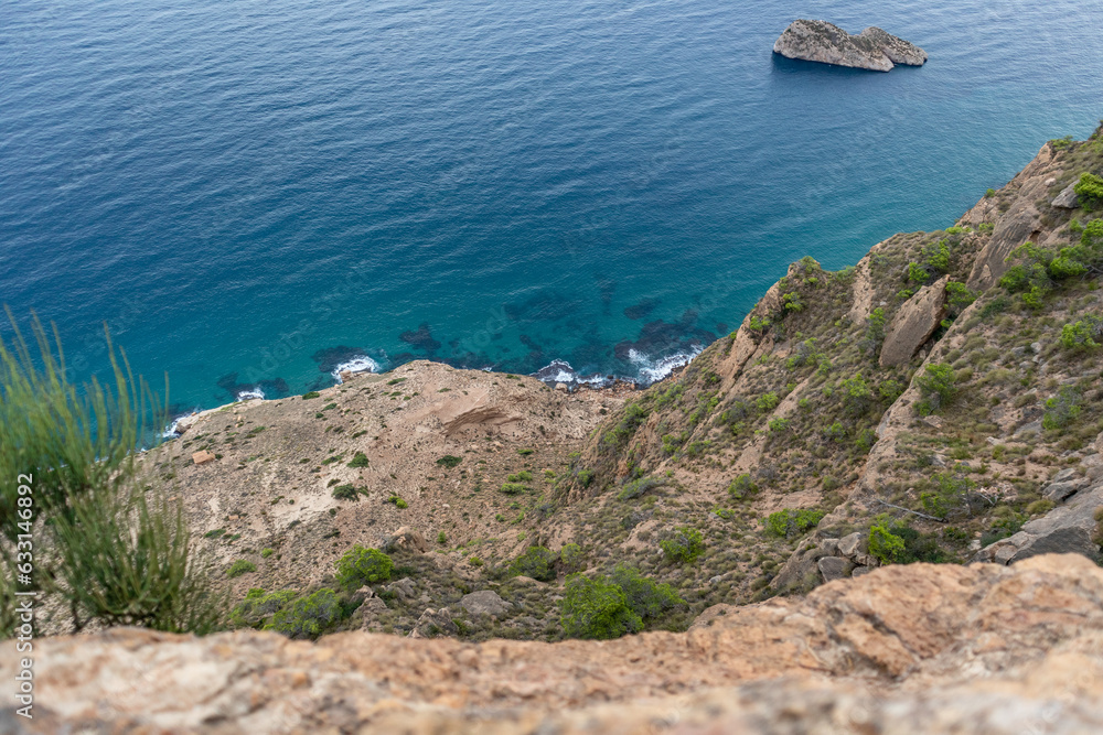 Cliffs and beaches in the south of Spain. Costa Blanca in the Spanish Mediterranean.