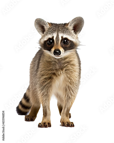 Portrait of a raccoon on a white background. Isolated