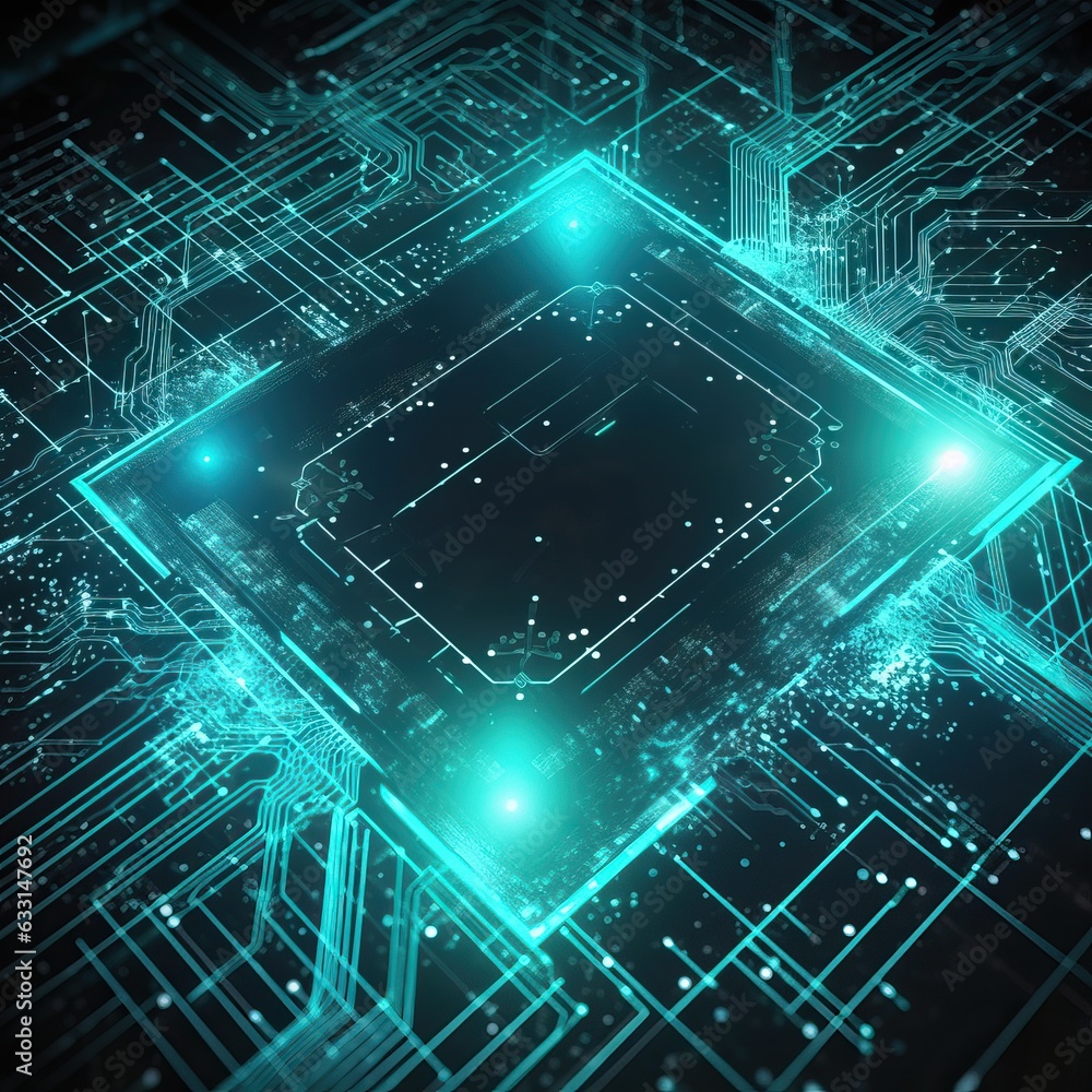 Obraz premium Ai generated. big square data neon lights background