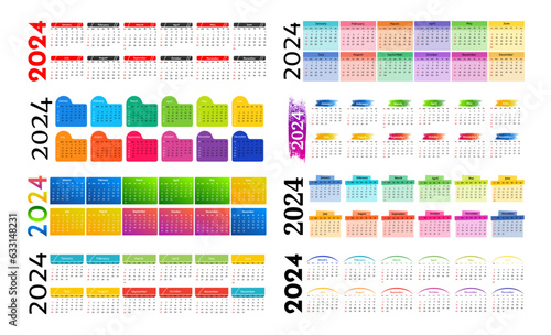 Calendar for 2024 isolated on a white background