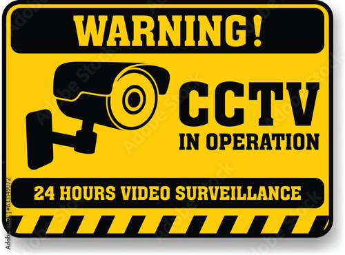 CCTV camera surveillance warning with flat design Vector