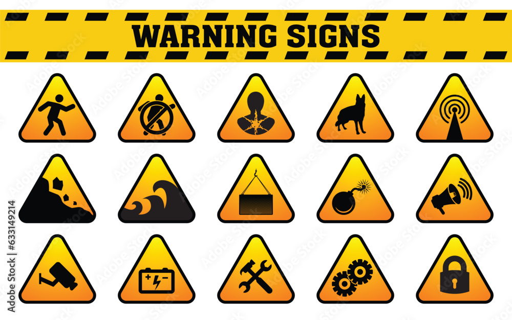 Danger Symbols or Warning Signs Labels Design Danger Symbols or Warning Signs Labels Design