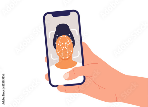 Face recognition. Face ID. Human Face Scanning. Facial recognition. Face scan.