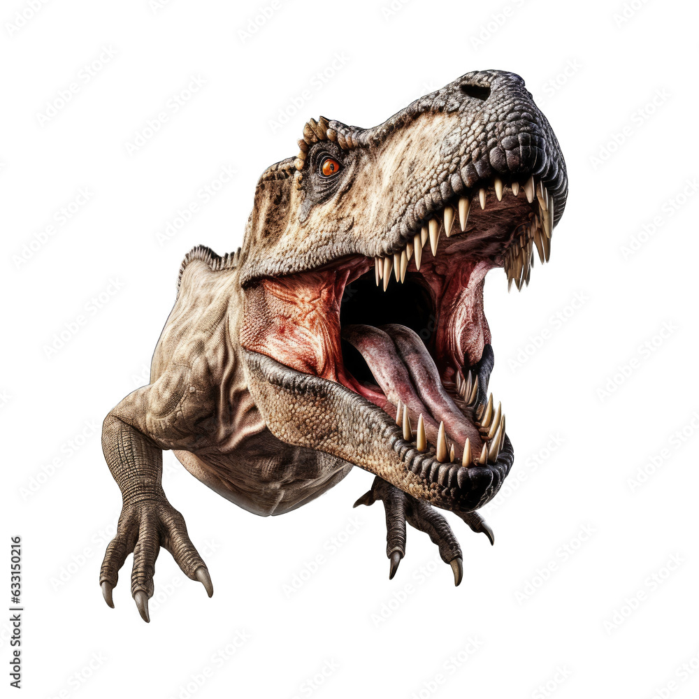 Obraz premium A roaring dinosaur with its mouth wide open