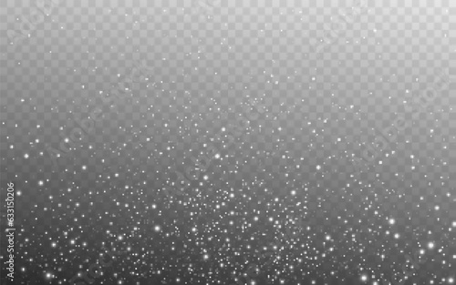Silver sparkle background. White glitter design. Bright Christmas particles. Falling snow effect. Holiday decoration for banner, poster or website. Vector illustration