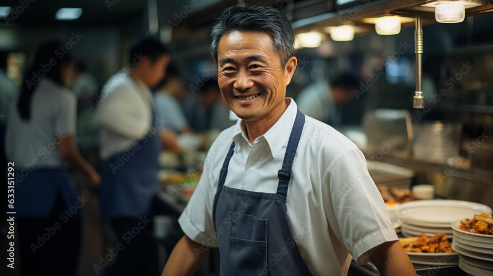 Fototapeta premium AI generated concept of a male cook in a restaurant kitchen