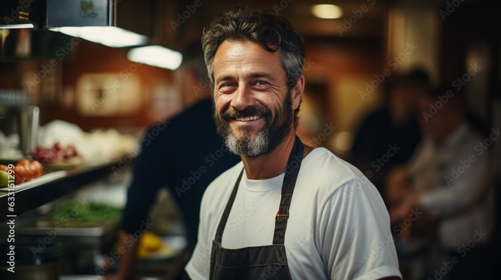 Fototapeta premium AI generated concept of a male cook in a restaurant kitchen