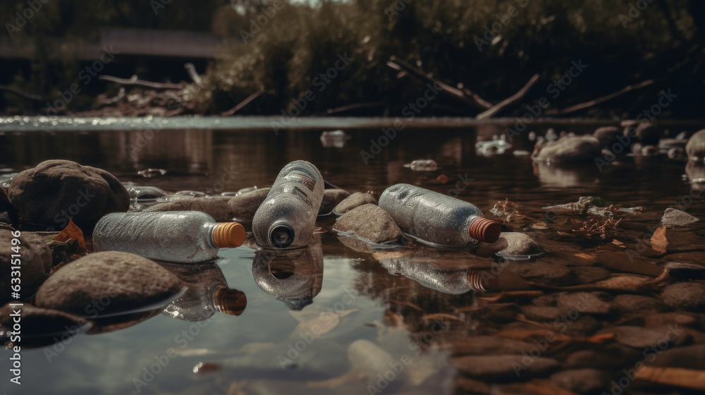 Fototapeta premium Garbage in river