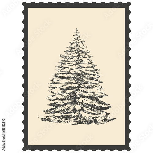 Postage stamp with trees.