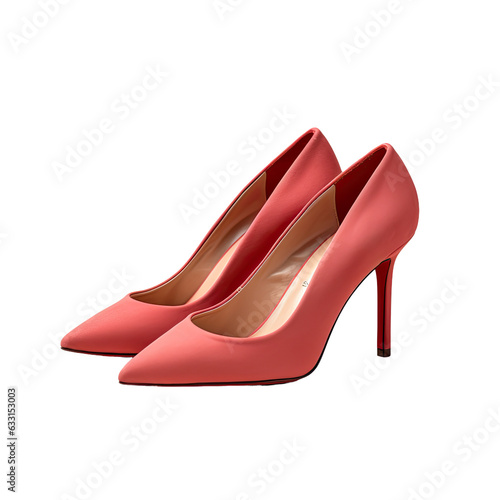 Red suede stiletto pumps for women with thin heels isolated on transparent background