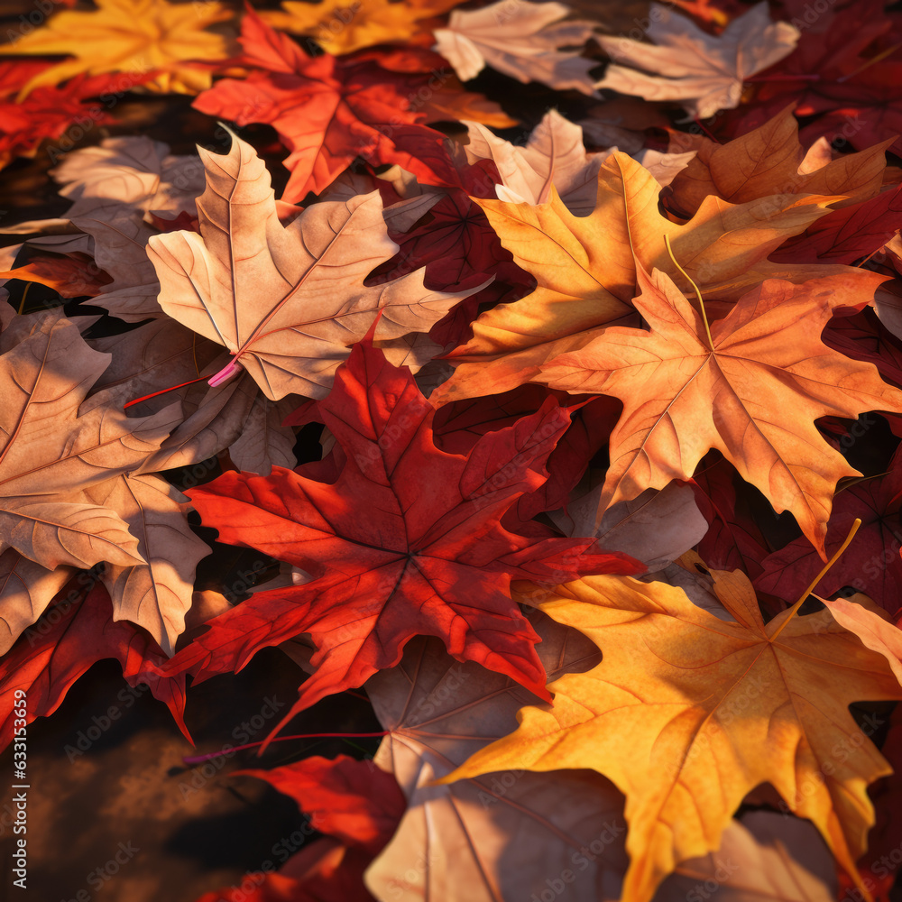 Fall foliage - leaves of red and orange Fall foliage - leaves of red and orange
