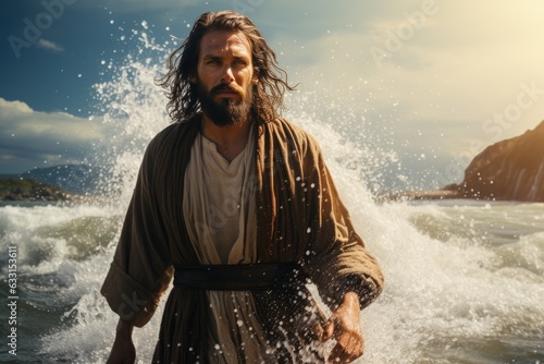 Jesus christ, god walks on water miracle © Gizmo