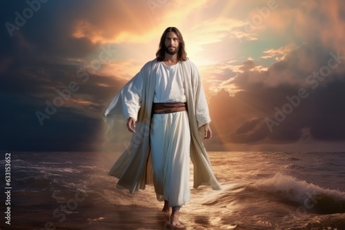 Jesus christ, god walks on water miracle