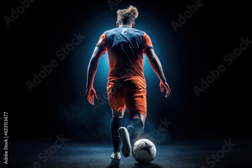 Back o Soccer player with soccer ball © ArtCookStudio