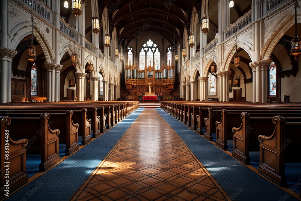 Serene symphony, Exploring the intricate beauty of church interior architecture