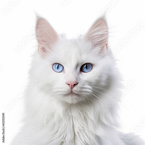 Wallpaper Mural Confused Turkish Angora Cat with Tilted Head on White Background Torontodigital.ca