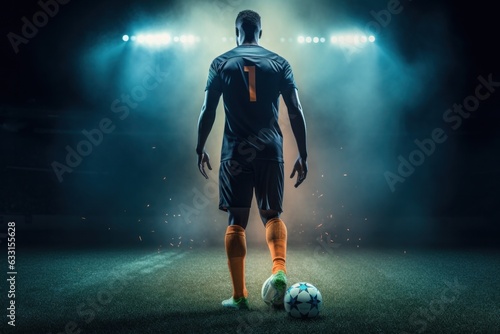 Obraz na płótnie Back o Soccer player with soccer ball