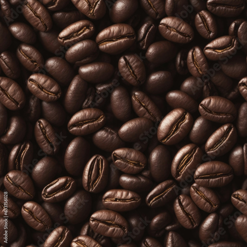 Top view coffee bean roasted seamless background. Generative AI