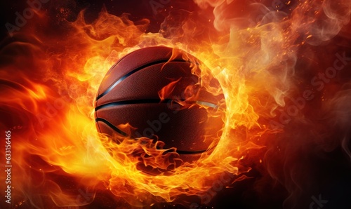 Basketball ball with fire