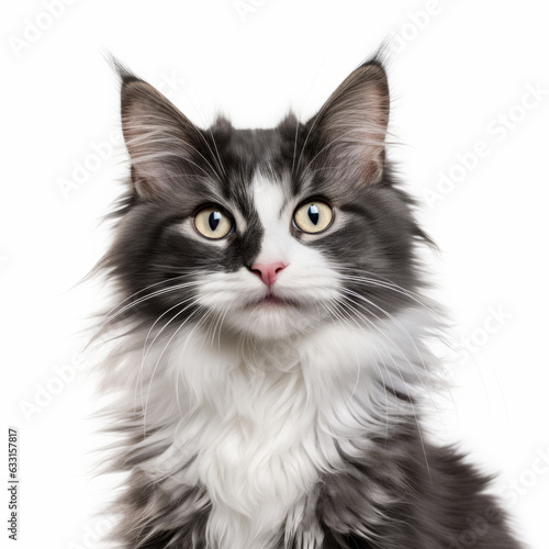 Smiling LaPerm Cat with White Background - Isolated Portrait Image