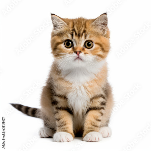 Visibly Sad Munchkin Cat with Ears Down on White Background © bomoge.pl