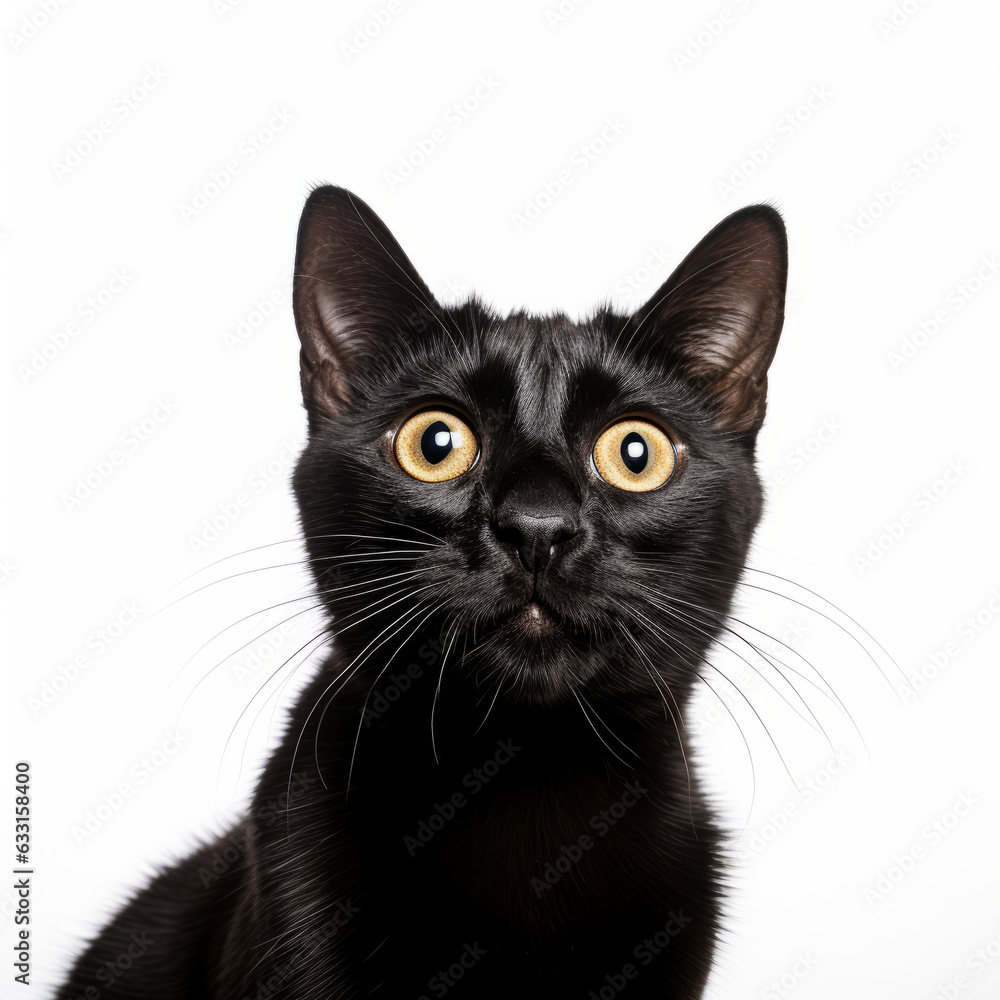 Confused Bombay Cat with Tilted Head on White Background Confused Bombay Cat with Tilted Head on White Background