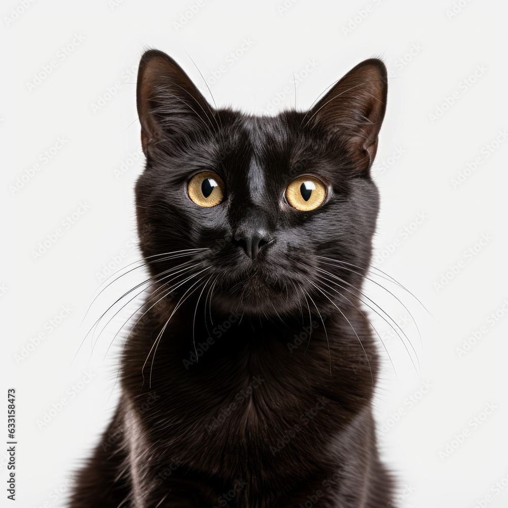 Sad Bombay Cat with Ears Down: Visibly Sad Expression on Isolated White Background