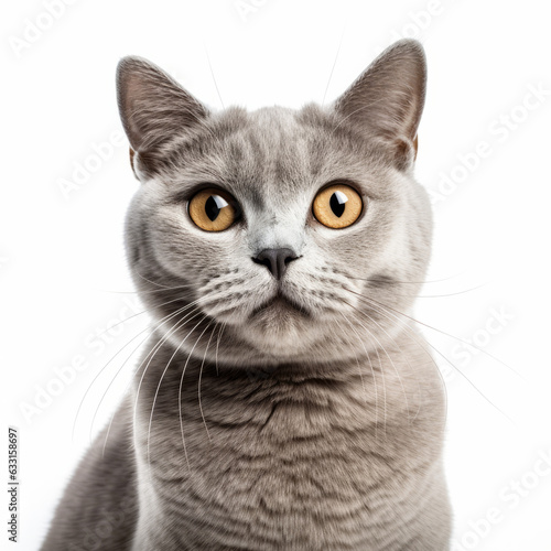 Confused Burmilla Cat with Tilted Head on White Background