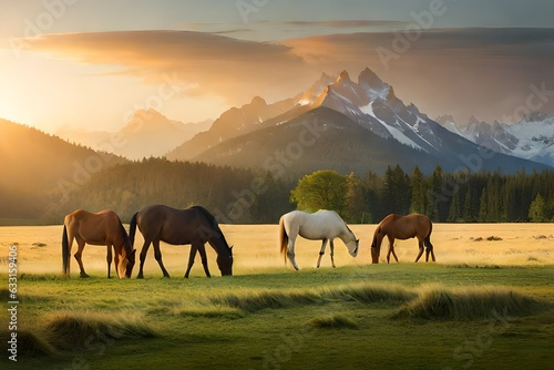 horses in the mountains © zaroosh