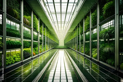 glass corridor in a building
