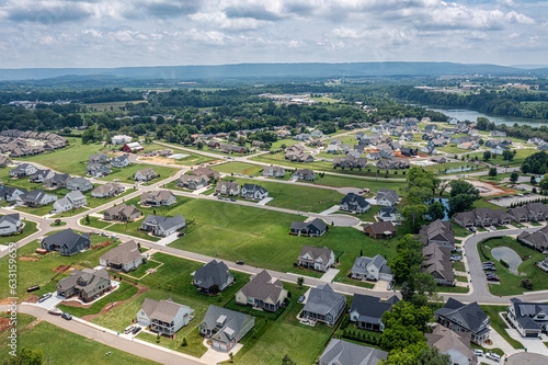 Stunning areal view of Twin Creeks Village next to Tims Ford Lake with the Cumberland Mountains in the background. This Subdivision is Located in beautiful Winchester Tennessee.